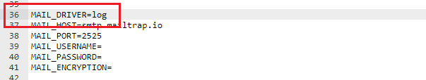 Editing the .env file to change MAIL_DRIVER