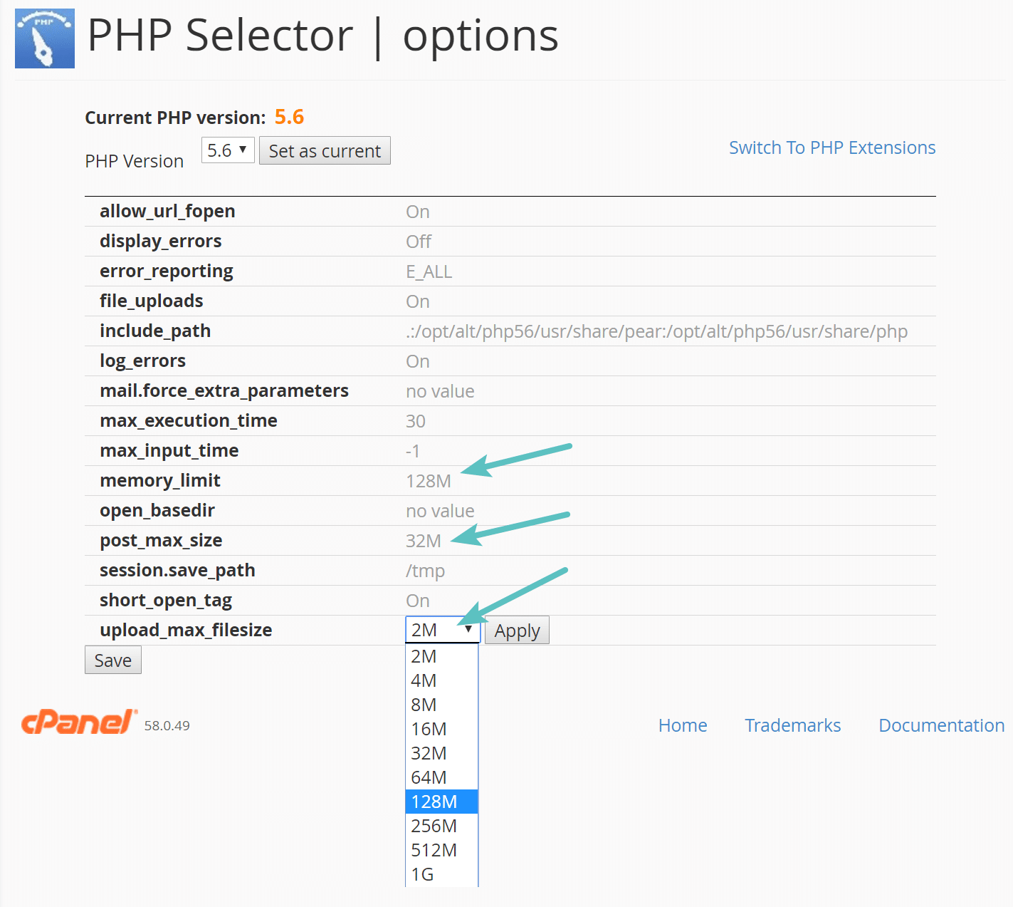 Set limit php